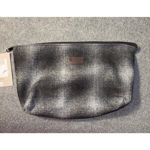 Stormy Kromer Wool Plaid Pouch Large Carbon Black And Gray NWT 13x9x4